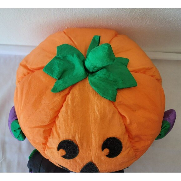 Vintage Gibson Greetings Halloween Pumpkin Nylon Jack-O-Lantern Toy Plush 1996 - Picture 2 of 6